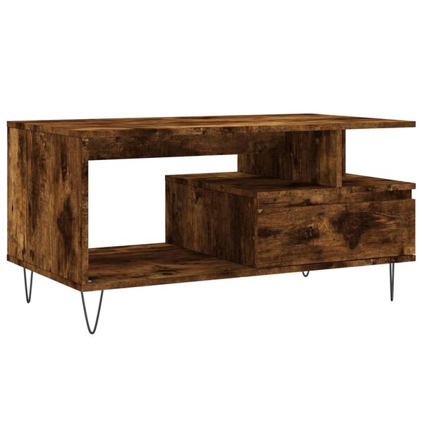 vidaXL Tavolino da Salotto Rovere Fumo 90x49x45 cm Legno Multistrato