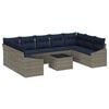 vidaXL Set Divano da Giardino 10 pcs Grigio e Blu Navy polyrattan