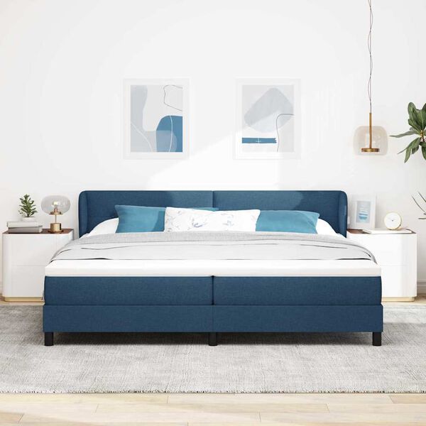 vidaXL Letto a molle con materasso Blu 200 x 200 cm Tessuto