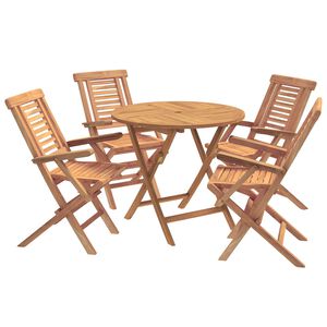 vidaXL Set bistro da giardino pieghevole da 5 pezzi Naturale