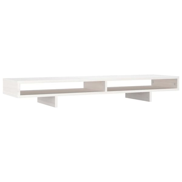 vidaXL Supporto per Monitor Bianco 100x27x14 cm Legno Massello di Pino