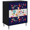 vidaXL Cassettiera MAINZ Stampa floreale 66 x 36,5 x 76 cm Rovere Nero