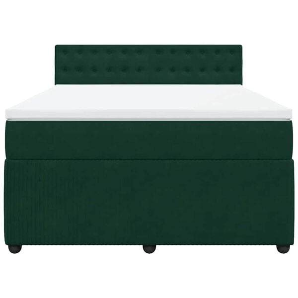 vidaXL Giroletto a Molle con Materasso Verde Scuro 140x200 cm Velluto