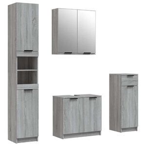 vidaXL Set Mobili da Bagno 4 pz Grigio Sonoma in Legno Multistrato