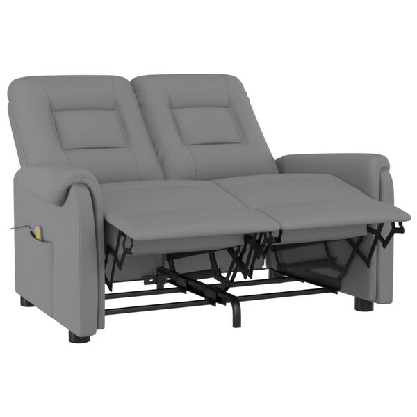 vidaXL Poltrona Massaggiante Reclinabile a 2 Posti Grigia Similpelle