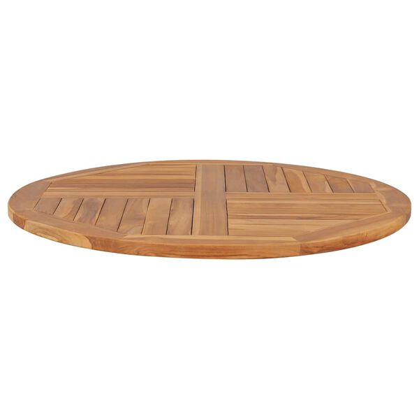 vidaXL Piano Tavolo in Legno Massello di Teak Rotondo 2,5 cm 90 cm