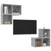 vidaXL Set Porta TV 4 pz Grigio Cemento in Truciolato