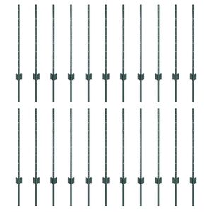 vidaXL Palo per recinzione interrato 22 pz Verde 120 cm
