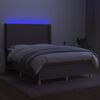 vidaXL Letto a Molle con Materasso e LED Tortora 140x200 cm in Tessuto