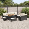 vidaXL Set Divano da Giardino con cuscino 13 pcs Nero polyrattan