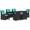 vidaXL Set da Pranzo per Giardino 7 pcs Nero Poly Rattan