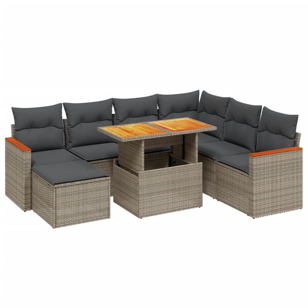 vidaXL Set Divano da Giardino 8 pz con Cuscini Grigio in Polyrattan