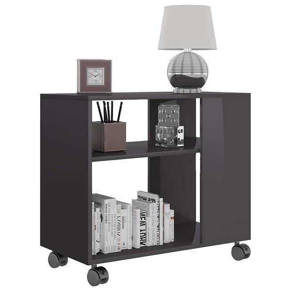 vidaXL Tavolino da Salotto Grigio Lucido 70x35x55 cm Legno Multistrato