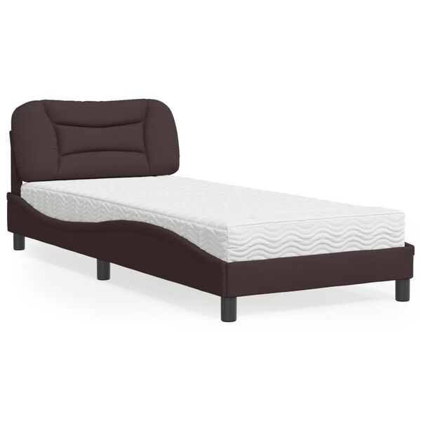 vidaXL Letto con Materasso Hvar Marrone Scuro 80x200 cm in Tessuto