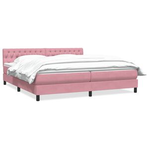 vidaXL Giroletto a Molle con Materasso Rosa 180x210 cm in Velluto