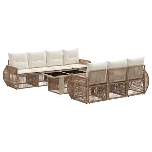 vidaXL Set Divano da Giardino 8 pz Beige e Bianco Crema polyrattan