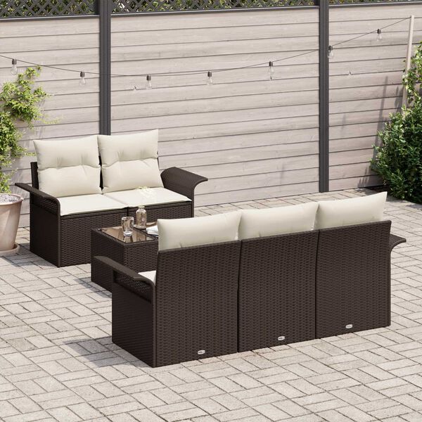 vidaXL Set di divani con cuscino 6 pcs Marrone polyrattan