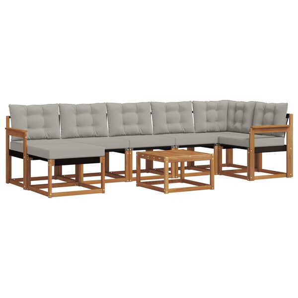 vidaXL Set di divani da esterno 8 pcs Grigio Naturale e Chiaro