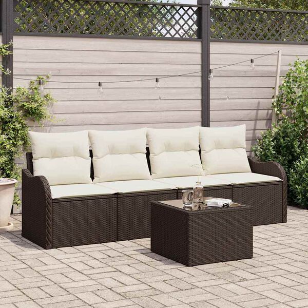 vidaXL Set Divano da Giardino Marrone polyrattan