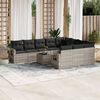vidaXL Set Divani da Giardino 11 pz con Cuscini in Polyrattan Grigio