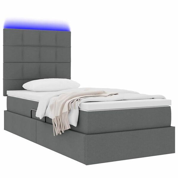 vidaXL Letto con contenitore e LED con led Grigio scuro 100 x 200 cm