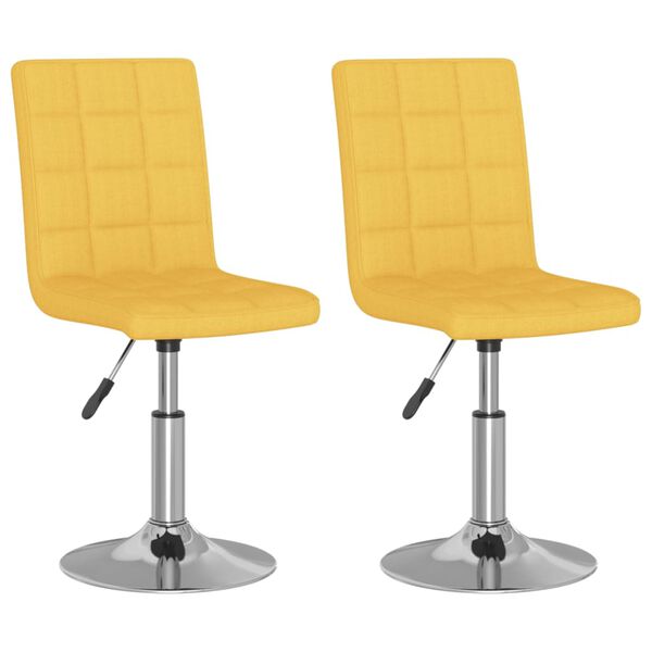 vidaXL Sedie da Pranzo Girevoli 2 pz Giallo Senape in Tessuto