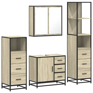 vidaXL Set Mobili da Bagno 4 pz Rovere Sonoma in Legno Multistrato