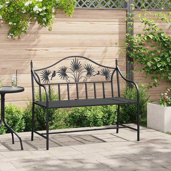 vidaXL Panchina da giardino Nero 104 x 54 x 93cm Acciaio