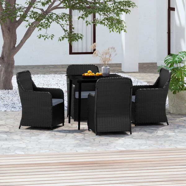 vidaXL Set da Pranzo da Giardino 5 pz con Cuscini Nero