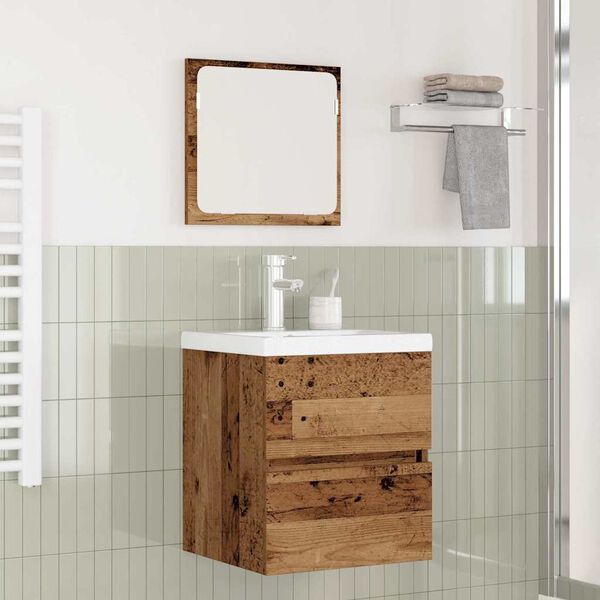 vidaXL Set di mobili per il bagno 2 pcs Legno Antico e Bianco