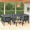 vidaXL Set Salotto da Giardino 6 pz in Polyrattan Nero e Grigio