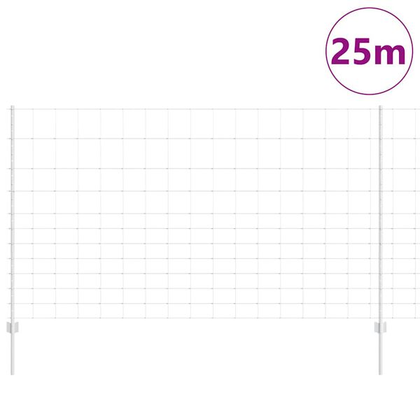 vidaXL Recinzione con Posto Argento 1,4 x 25 m Acciaio