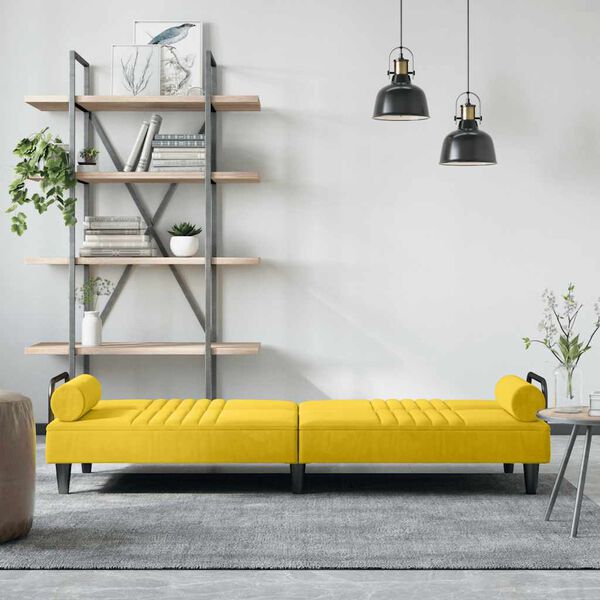 vidaXL Divano Letto con Braccioli Giallo in Velluto