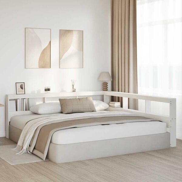 vidaXL Testiera Libreria a L 180 cm in Legno Massello di Pino