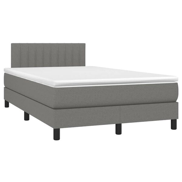 vidaXL Letto a Molle Materasso e LED Grigio Scuro 120x200cm in Tessuto
