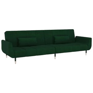 vidaXL Divano Letto a 2 Posti con 2 Cuscini Verde Scuro in Velluto