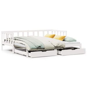 vidaXL Letto Estraibile con Cassetti senza Materasso Bianco 90x190 cm