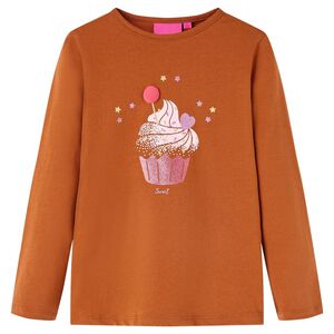 vidaXL Maglietta da Bambina a Maniche Lunghe Cognac 104