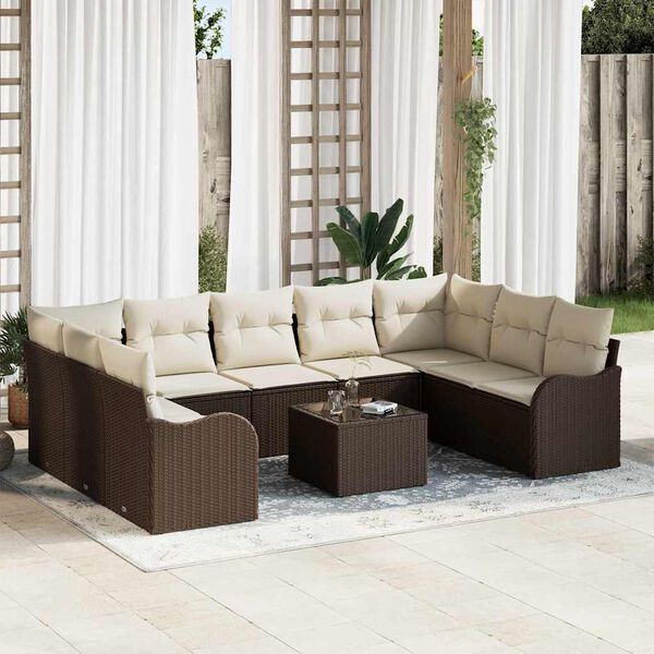 vidaXL Set Divano da Giardino Marrone polyrattan