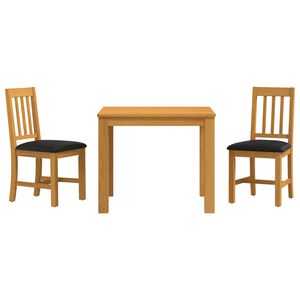 vidaXL Set da pranzo 3 pz Nero Legno di Quercia Massello