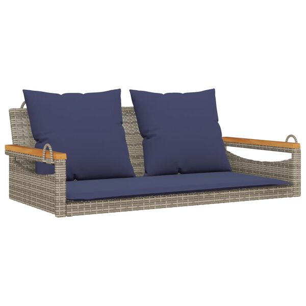vidaXL Panchina Dondolo con Cuscini Grigia 109x62x40 cm in Polyrattan