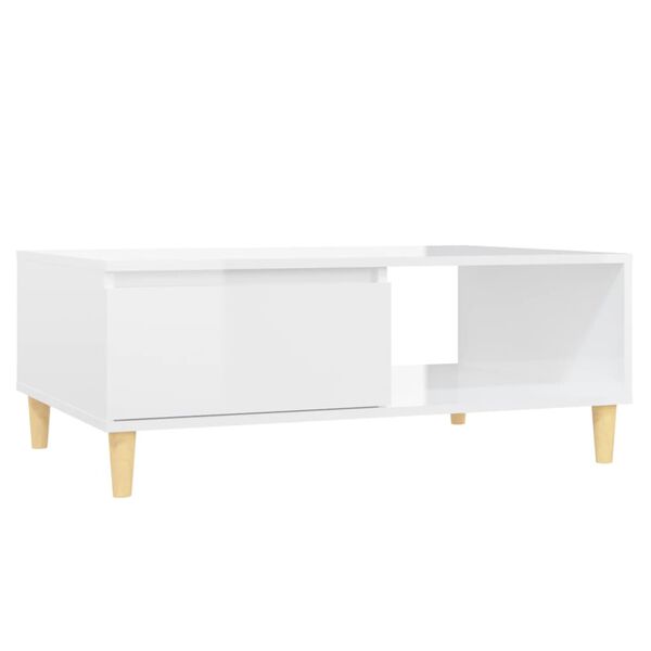vidaXL Tavolino Salotto Bianco Lucido 90x60x35 cm in Legno Multistrato