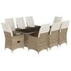 vidaXL Set da Pranzo da Giardino 9 pz con Cuscini Beige in Polyrattan
