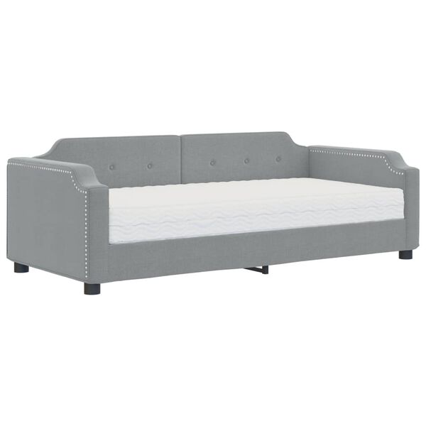 vidaXL Divano Letto con Materasso Grigio Chiaro 90x190 cm in Tessuto