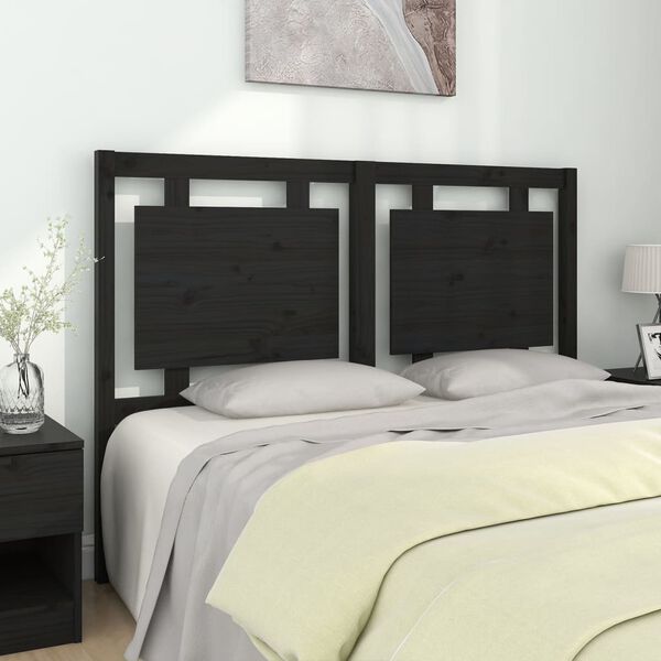 vidaXL Testiera per Letto Nera 140,5x4x100cm in Legno Massello di Pino