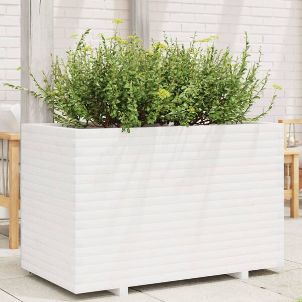 vidaXL Fioriera da Giardino Bianca 110x60x72 cm Legno Massello di Pino