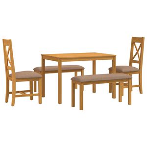 vidaXL Set da pranzo 5 pz Grigio Legno di Quercia Massello