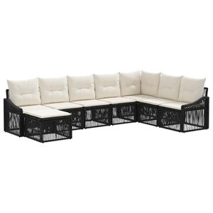 vidaXL Set Divano da Giardino 8 pz Nero polyrattan