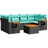 vidaXL Set Divani da Giardino 7 pz con Cuscini Nero in Polyrattan