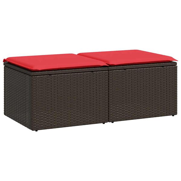 vidaXL Set Divano Giardino 4 pz con Cuscini Marrone Polyrattan Acacia